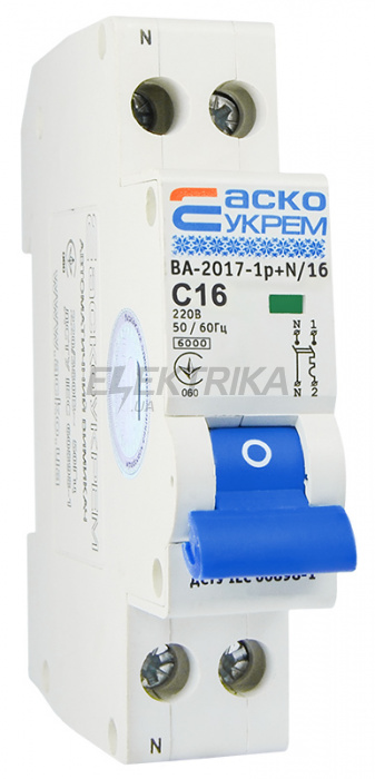 Автоматичний вимикач АСКО-УКРЕМ ВА-2017/C 1р+N 16А АСКО (A001017001012)