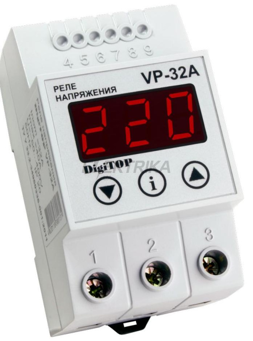 Реле напруги 32A digitop (VP-32A) з функцією пам'яті останнього спрацьовування