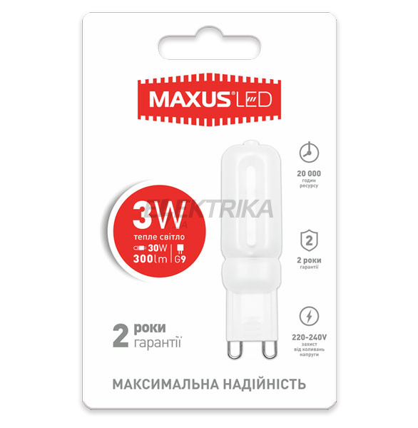 Лампа світлодіодна G9 3W 3000K 220V (1-LED-203)