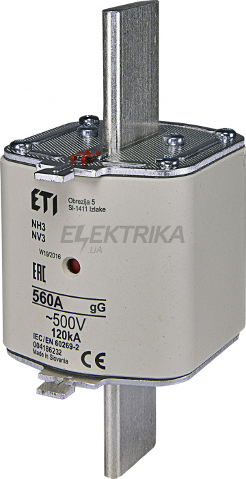 Плавка вставка запобіжник ETI NH3 gG 560A/500V 004186232