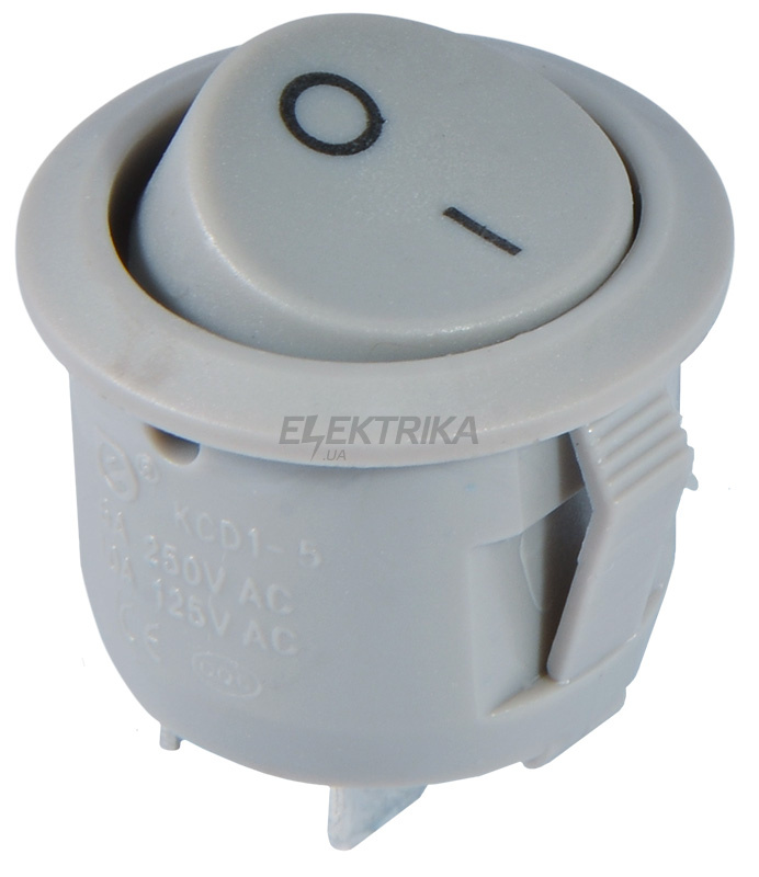 Перемикач одноклавішний АСКО-УКРЕМ KCD1-5-101 Grey/Grey круглий сірий (A0140040069)