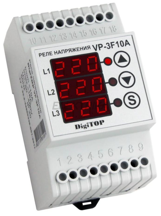 Реле напруги digitop 10А (VP-3F10A)