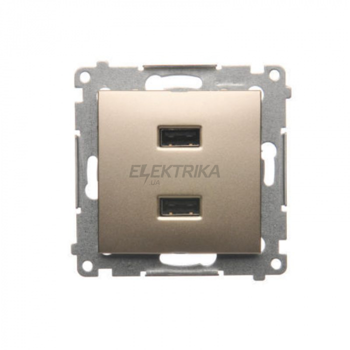 Розетка Simon 54 USB зарядка, подвійна, 2.1А, золото (DC2USB.01/44)