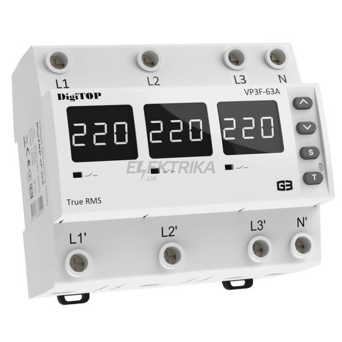 Реле напруги digitop 63А (VP-3F63A M6W)