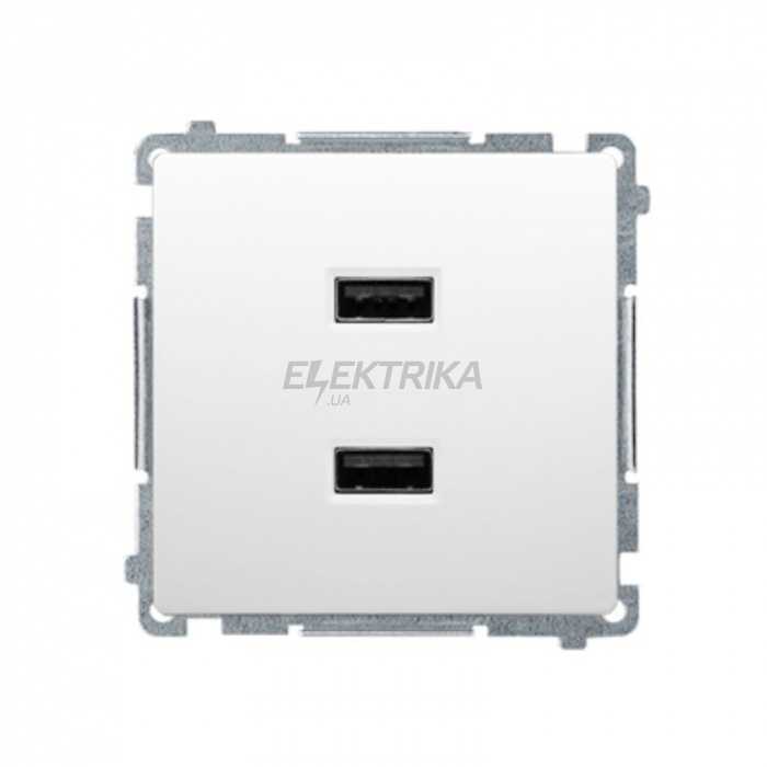 Розетка подвійна Simon Basic USB зарядка 2.1А біла (BMC2USB.01/11)