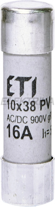 Плавка вставка запобіжник ETI CH10x38 gR 16A/900V AC/DC 002625033