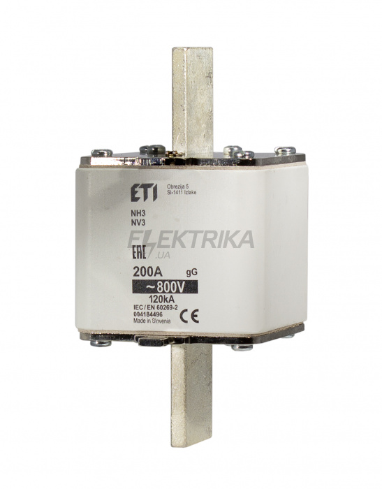 Плавка вставка запобіжник ETI NH3 gG 200A/800V 004184496