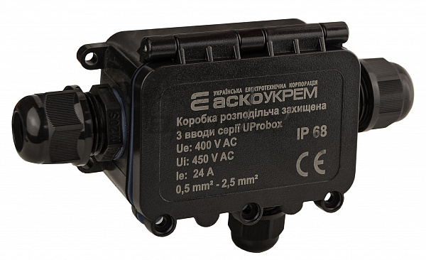 Коробка розподільча захищена, 3 вводи, IP68 серії UProbox (A0280010002)
