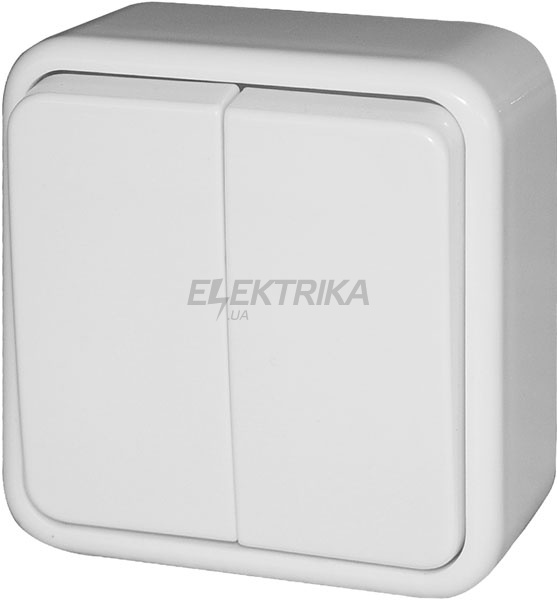 Вимикач двоклавішний e.touch.1112.w для зовнішнього монтажу, білий