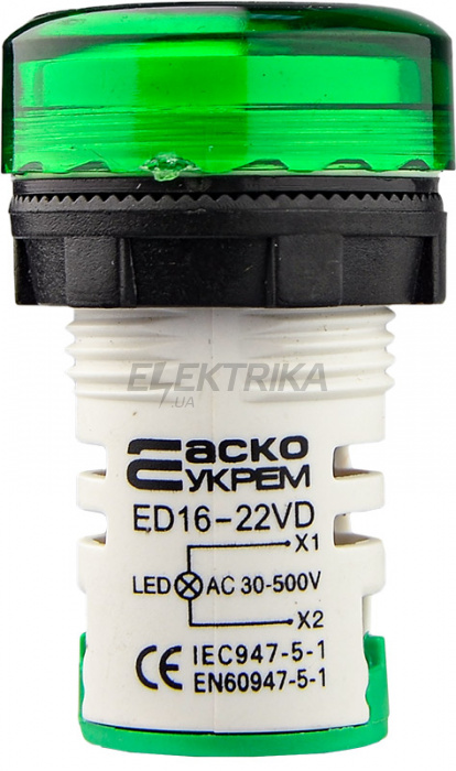 Вольтметр цифровий АСКО-УКРЕМ ED16-22 VD 30-500В АС зелений (A0190010017)