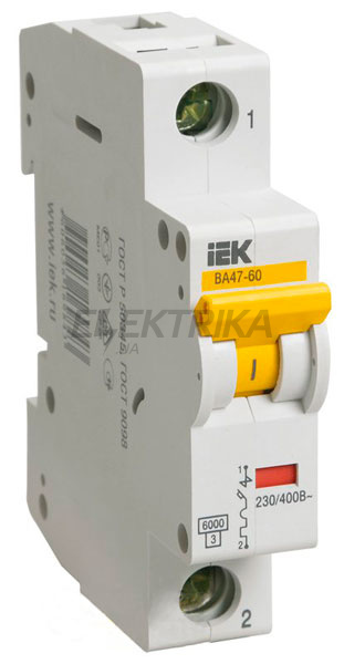 Автоматичний вимикач IEK, ВА 47-60 1Р 32А 6 кА х-ка D