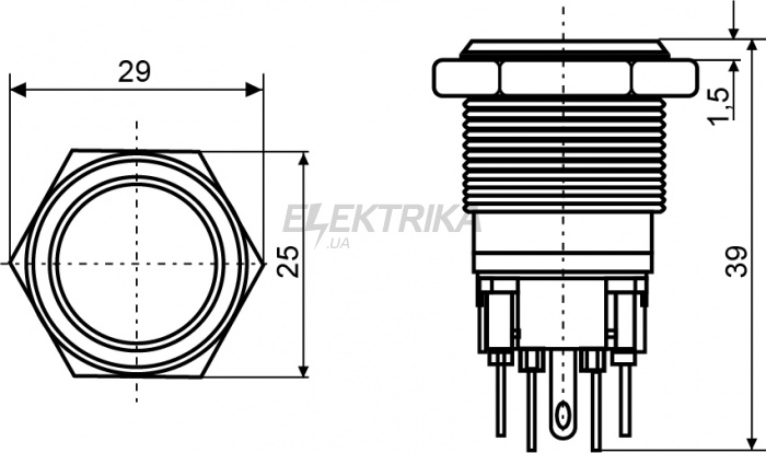 Кнопка металева АСКО-УКРЕМ TYJ 22-211 1NO+1NC (A0140010124)