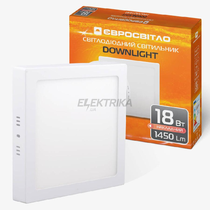 Світильник точковий накладний Євросвітло 18Вт квадрат LED-SS-225-18 4200К