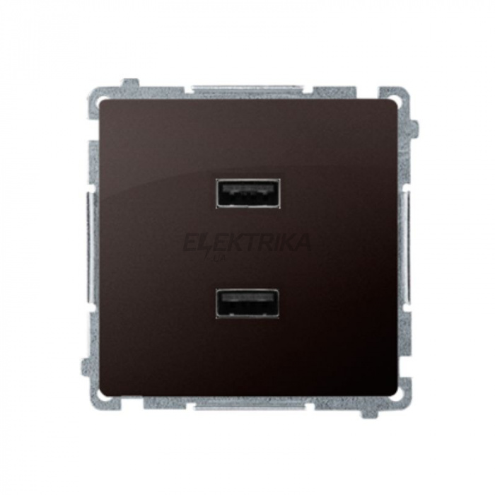 Розетка подвійна Simon Basic USB зарядка 2.1А шоколад (BMC2USB.01/47)