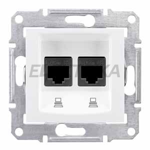Комп'ютерна розетка подвійна RJ45 кат.5е UTP Schneider Electric Sedna білий (SDN4400121)