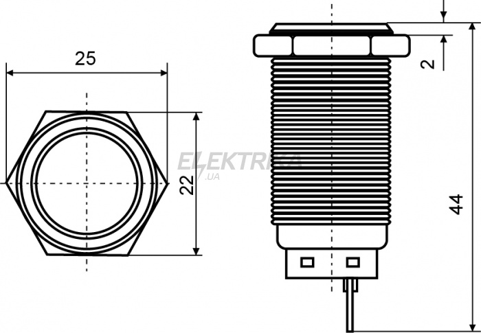 Кнопка металева АСКО-УКРЕМ TY 19-211P Pcb 1NO (A0140010106)