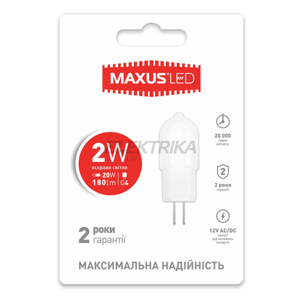 Лампа світлодіодна G4 2W 4100K 12V AC/DC (1-LED-208)
