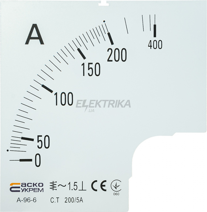 Шкала для амперметра А-96-6 АСКО-УКРЕМ 200/5А (A0190010083)