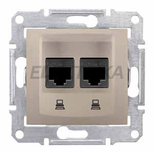 Комп'ютерна розетка подвійна RJ45 кат.5е STP Schneider Electric Sedna титан (SDN4600168)