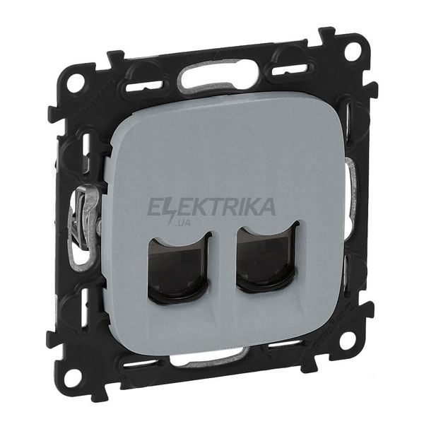 Розетка подвійна RJ45 Кат.6 UTP, алюміній, Valena ALLURE