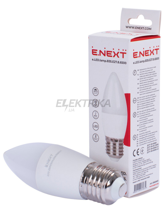Лампа світлодіодна e.LED.lamp.B35.E27.8.6500 (l0650631)