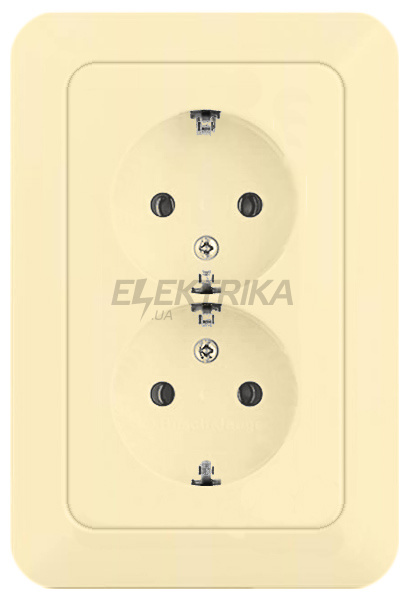Розетка подвійна із заземленням, слонова кістка, 16A, 250V, Tango, Elektro-Praga