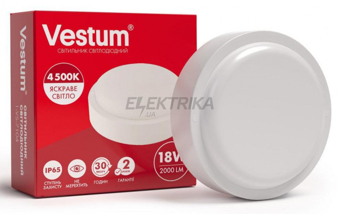Світильник світлодіодний ЖКГ Vestum LED коло 18W 4500K 220V (1-VS-7104)