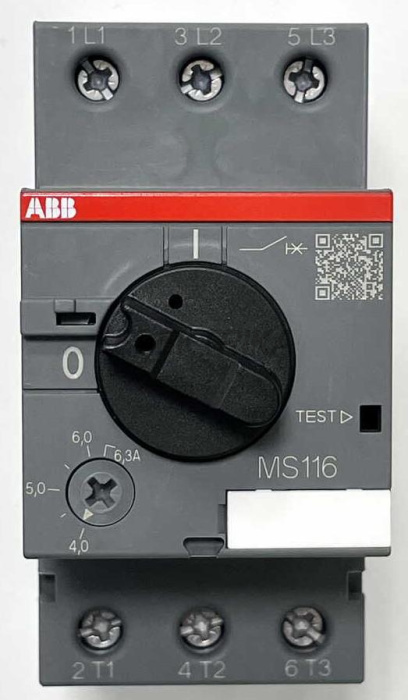 Автомат захисту двигуна ABB MS116 -6.3 (4A-6,3А) (1SAM250000R1009)