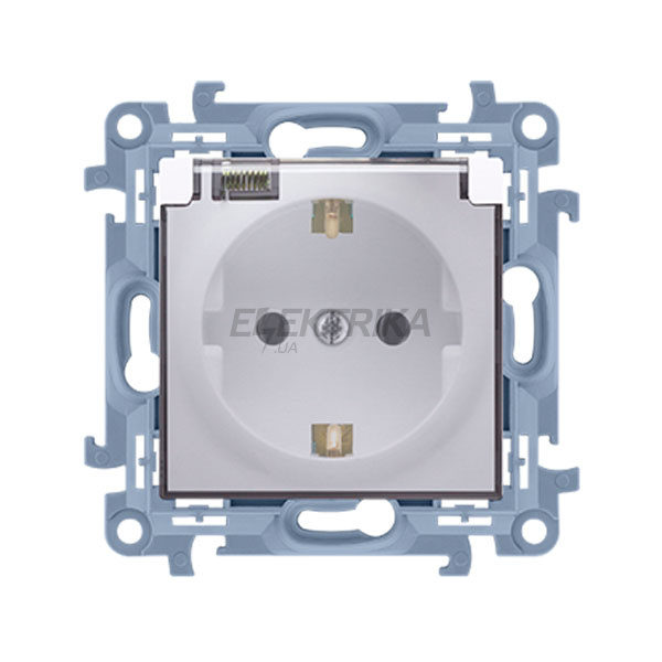 Розетка SIMON10 із заземленням та захисною кришкою IP44, білий