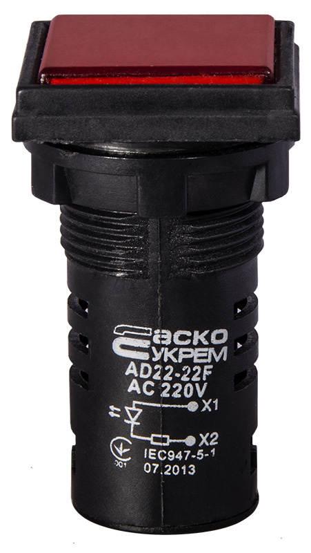 Сигнальна арматура АСКО-УКРЕМ AD22-22F 220V АC червоний (A0140030157)