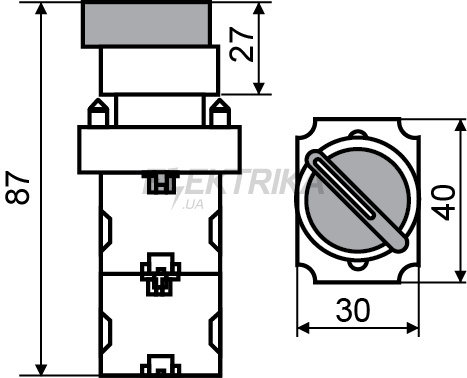 XB2-BK2565 Кнопка жовта поворотна 2-х поз. з підсвічуванням