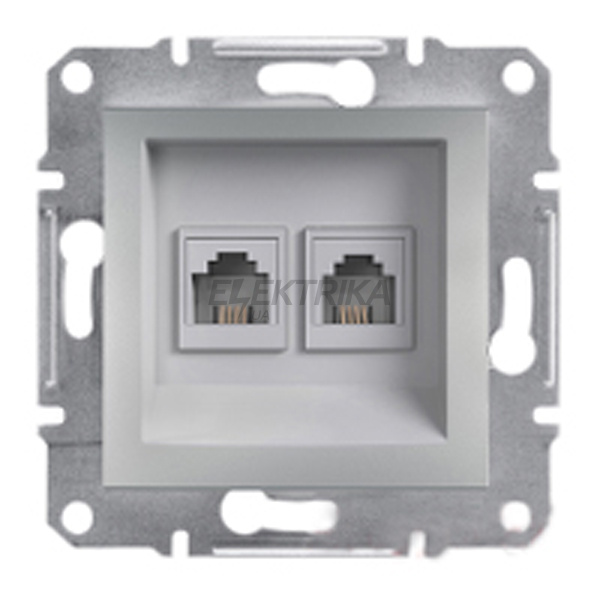 Розетка телефонна подвійна RJ11 Schneider Electric Asfora алюміній (EPH4200161)