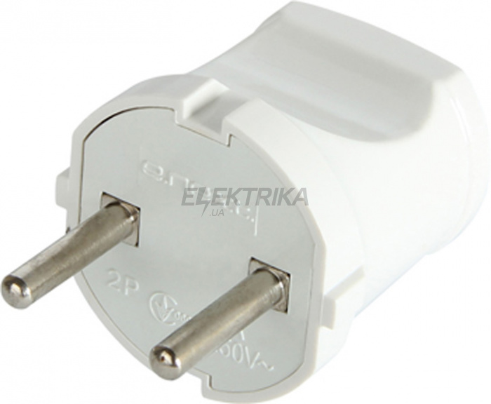 Вилка побутова e.plug.001.10, без з/к, 10А біла