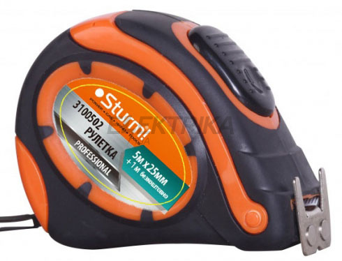 Рулетка Sturm, 5м (+1м безкоштовно) х25мм Profi