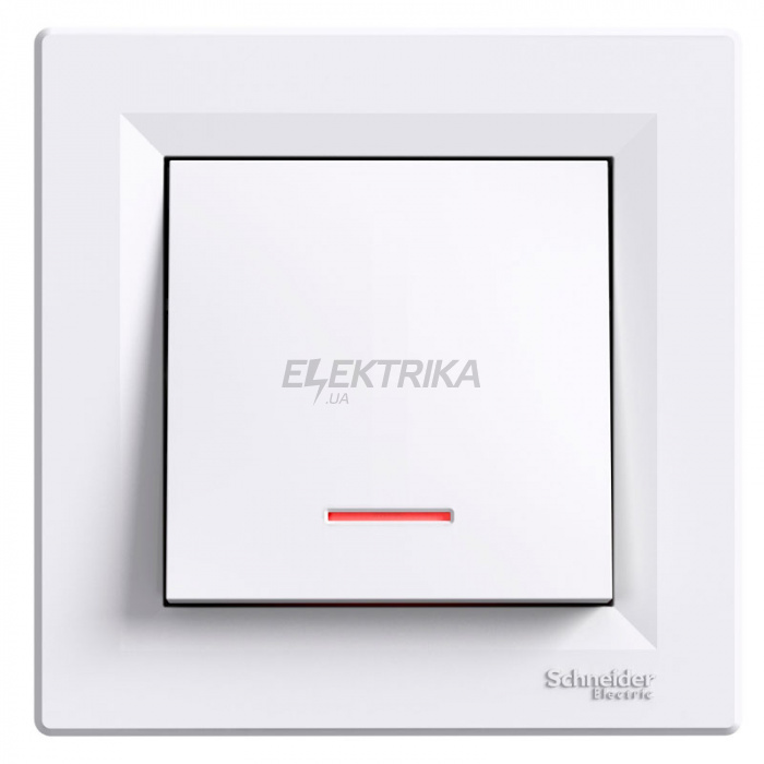 Вимикач кнопковий Schneider Electric Asfora з підсвічуванням білий (EPH1600321)