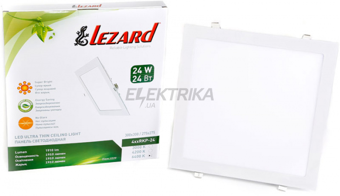 Панель світлодіодна квадратна Lezard 24Вт(300x300) 6400K, 1910 люмен (464RKP-24)