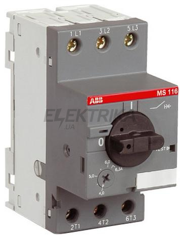 Автомат захисту двигуна ABB MS116 -4.0 (2,5A-4А) (1SAM250000R1008)