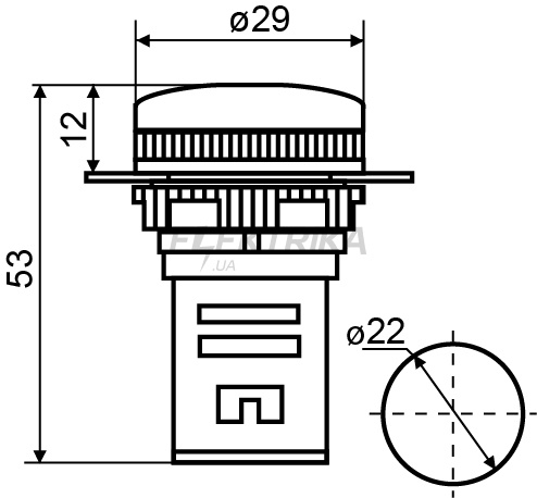 Сигнальна арматура АСКО-УКРЕМ AD22-22DS 12V АC/DC жовтий (A0140030161)