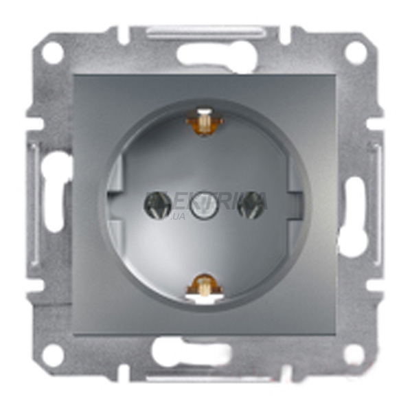 Розетка Schneider Electric Asfora із заземленням сталь (EPH2900162)