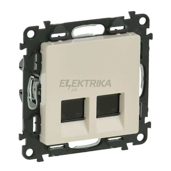 Розетка подвійна RJ45 Кат.6 UTP, слонова кістка, Valena LIFE