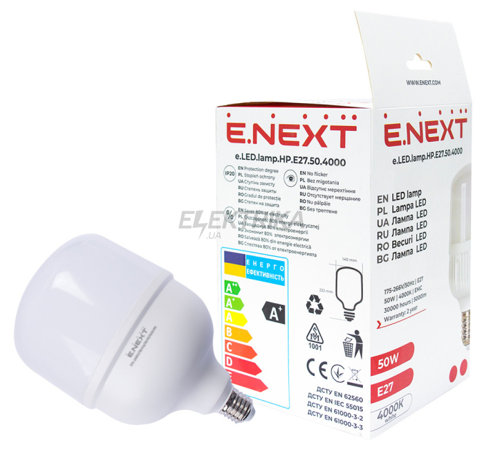 Лампа світлодіодна e.LED.lamp.HP.E27.50.4000 (l0650638)