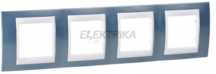 Рамка 4 посту Schneider Electric Unica блакитний лід/білий (MGU6.008.854)