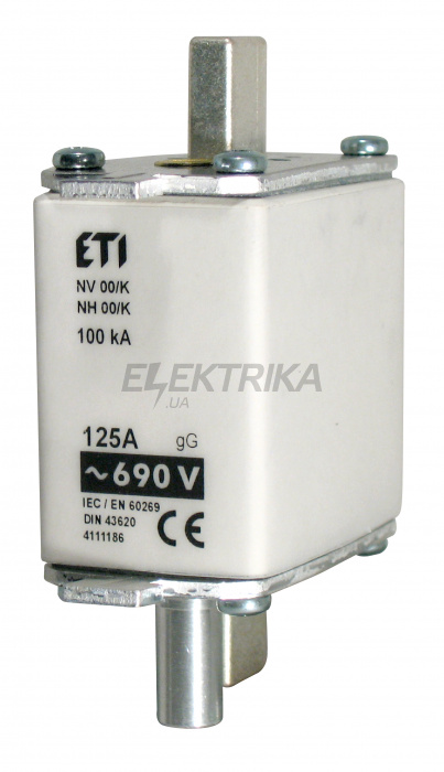 Плавка вставка запобіжник ETI NH00/K gG 100A/690V 004111185