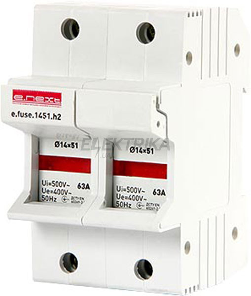 Тримач запобіжника на DIN-рейку e.fuse.1451.h2 під запобіжник 14х51 2р 2-63