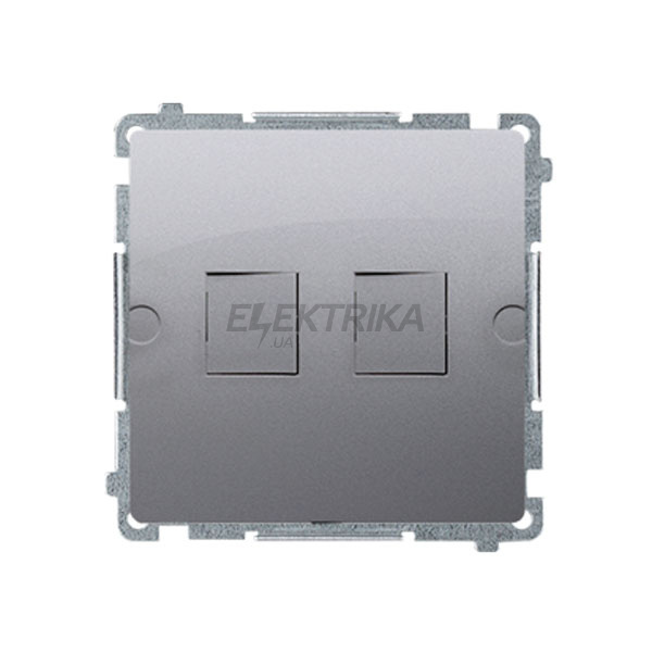 Адаптер Simon Basic 2xRJ45 Keystone металевий суппорт, нержавіюча сталь