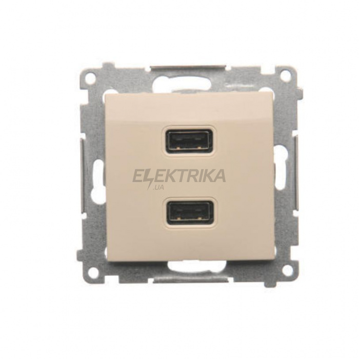 Розетка Simon 54 USB зарядка, подвійна, 2.1А, кремова (DC2USB.01/41)