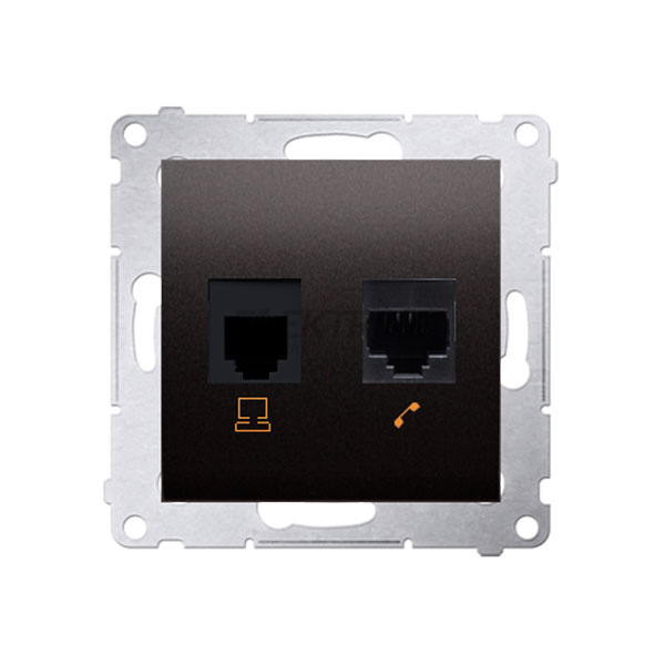 Розетка комп'ютерна RJ45 кат.5e + телефонна RJ12 Simon 54, антрацит